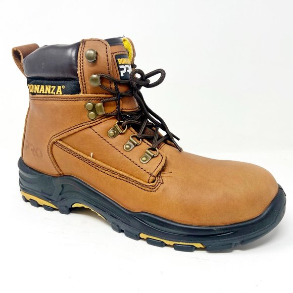 Bonanza Pro Mens Brown 6" PU Injected Leather Work Boots BA 618 - Picture 2 of 5